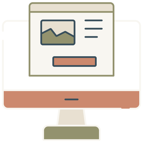 Icon of a web page in a desktop monitor