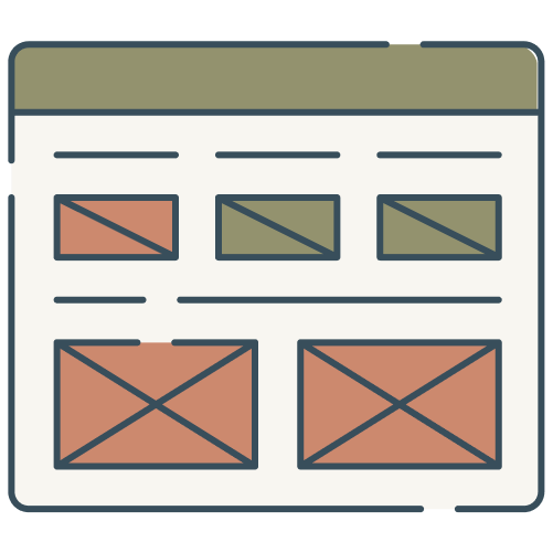 Icon of a web page with different wireframe elements