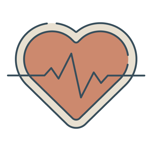 Icon of a heart with heartbeat monitor lines inside
