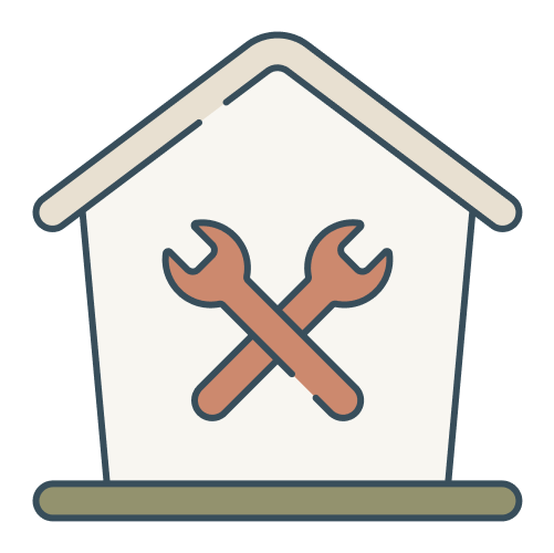 Icon of a house with tool icons inside