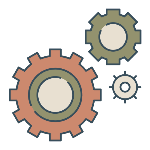 Icon of three different sized gears
