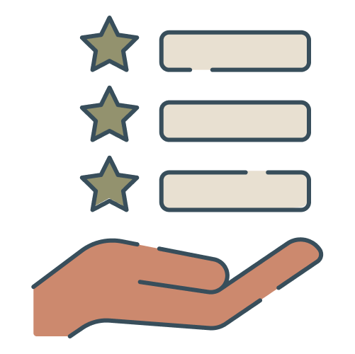 Hand icon holding out a list with stars