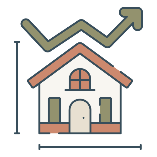 Icon of a house with an upward pointing arrow