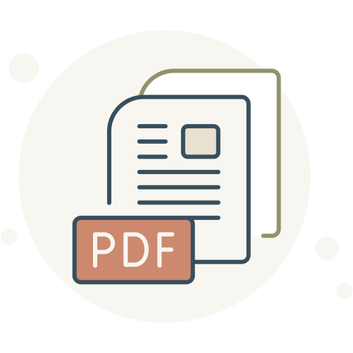 Icon of files and a badge saying PDF